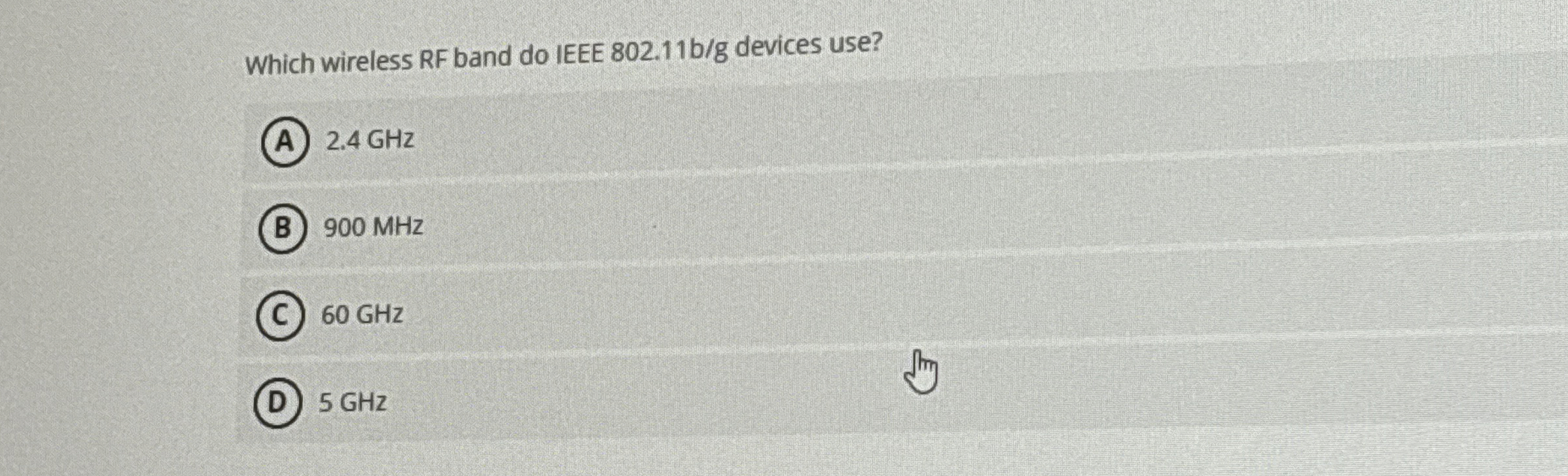 Which wireless RF band do IEEE 8 0 2 . 1 1 b g