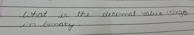 What is the decimal value ( ox 2 A ) in binary.