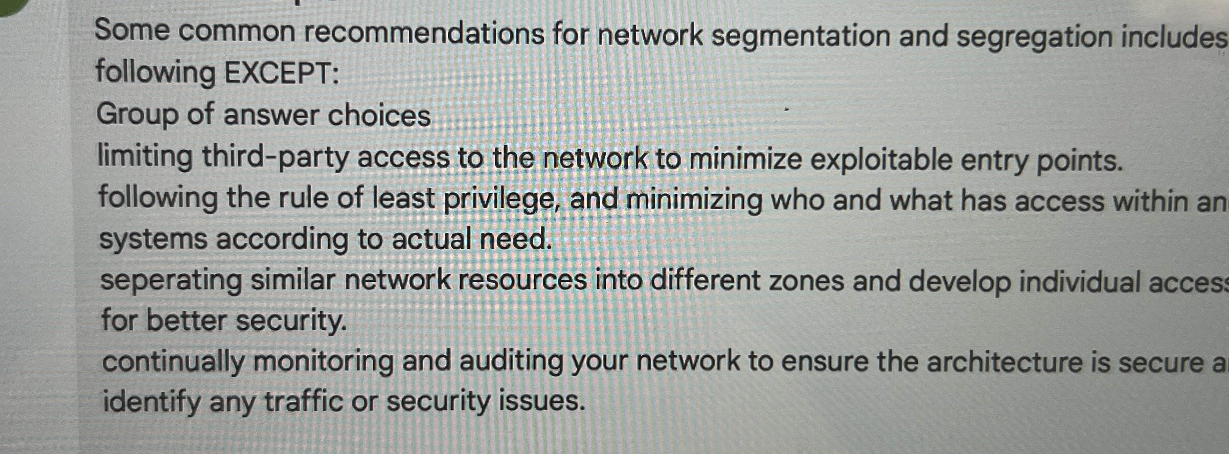 Some common recommendations for network