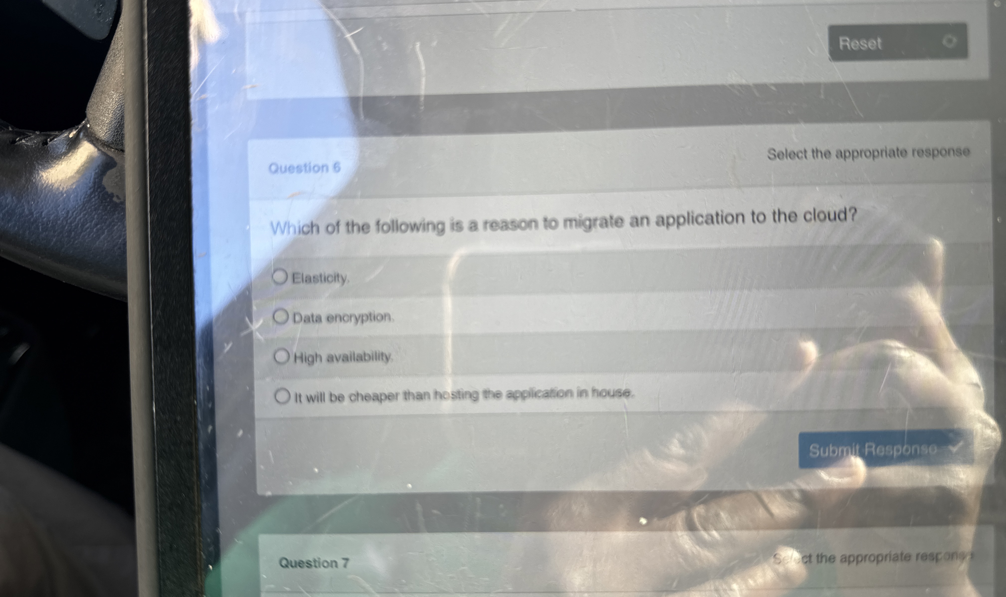 Question 6 Select the appropriate response Which