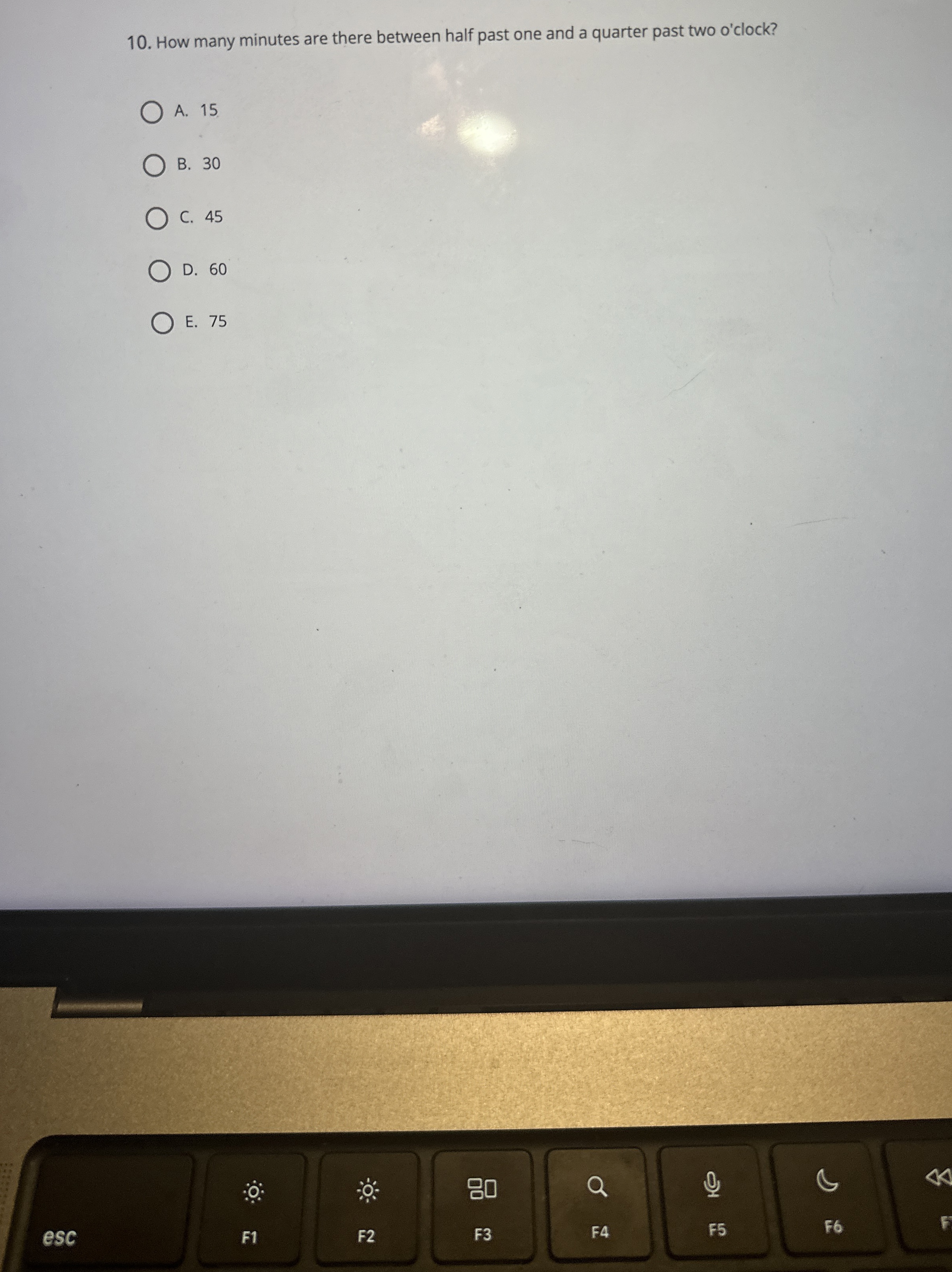 How many minutes are there between half past one