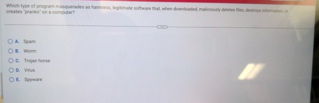 Which type of program masquerades as harmless,