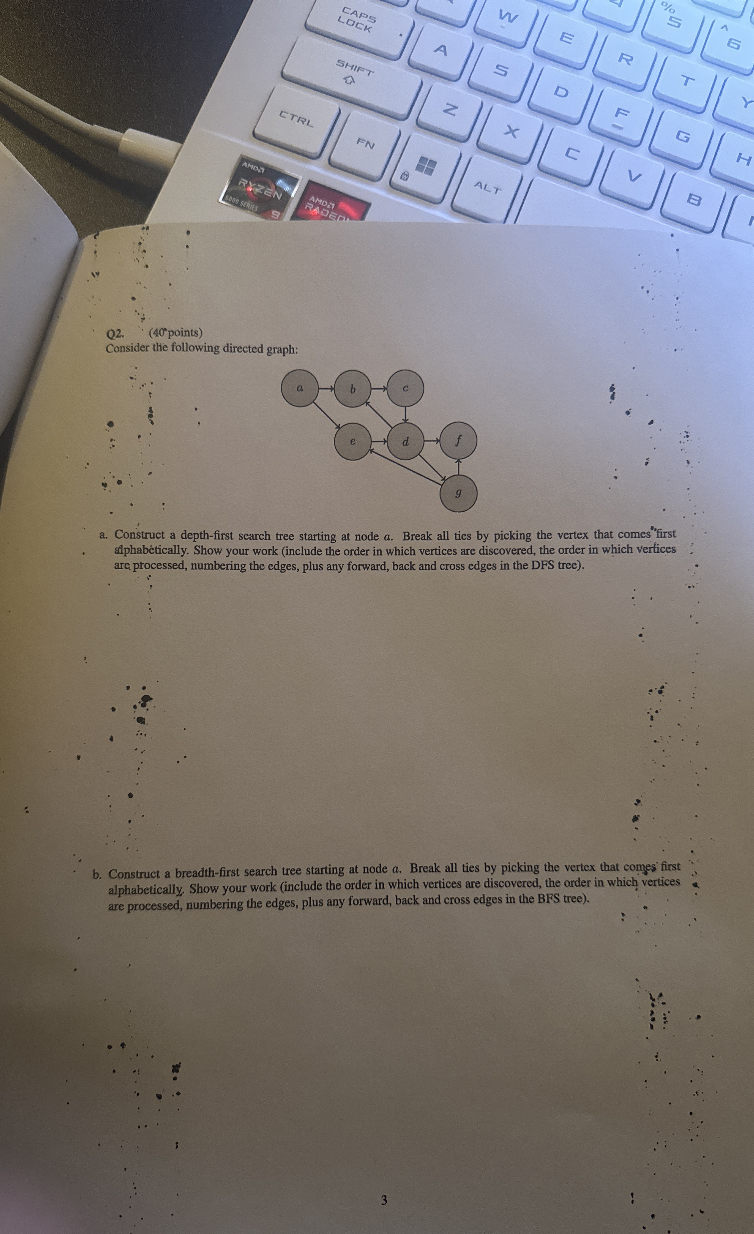 a . Construct a depth - first search tree