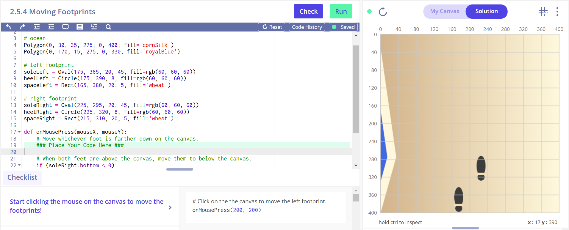 2 . 5 . 4 Moving Footprints Check Run Start