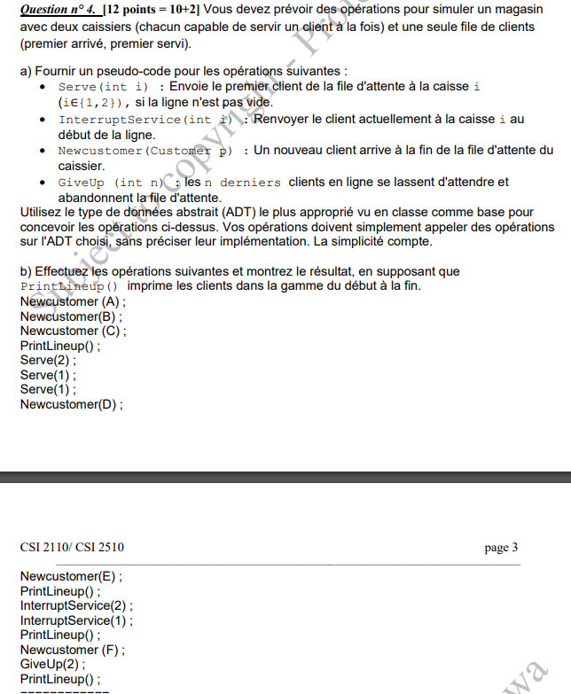Question n 4 . [ 1 2 points { : = 1 0 + 2 ] Vous