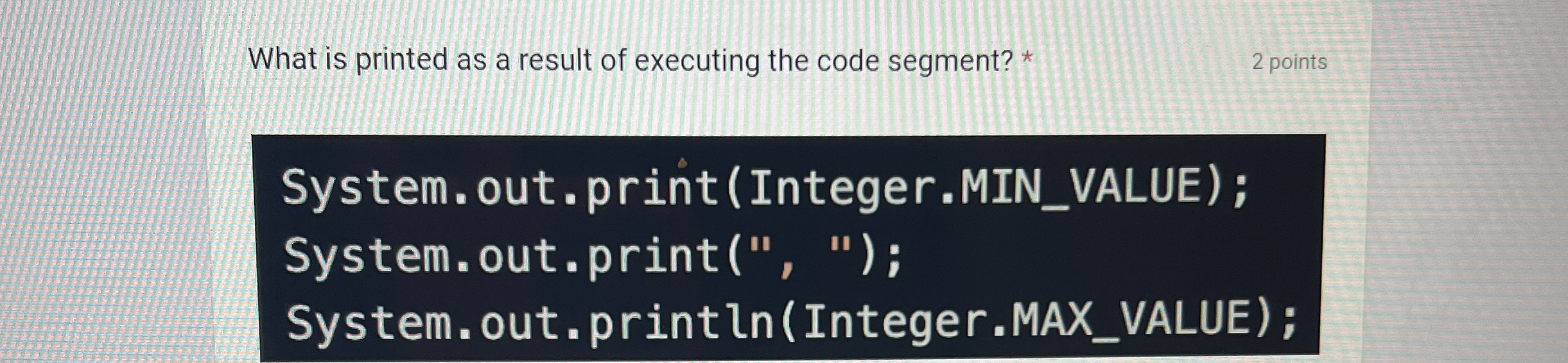 What is printed as a result of executing the code