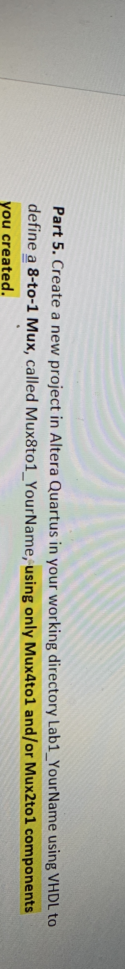 Part 5 . Create a new project in Altera Quartus