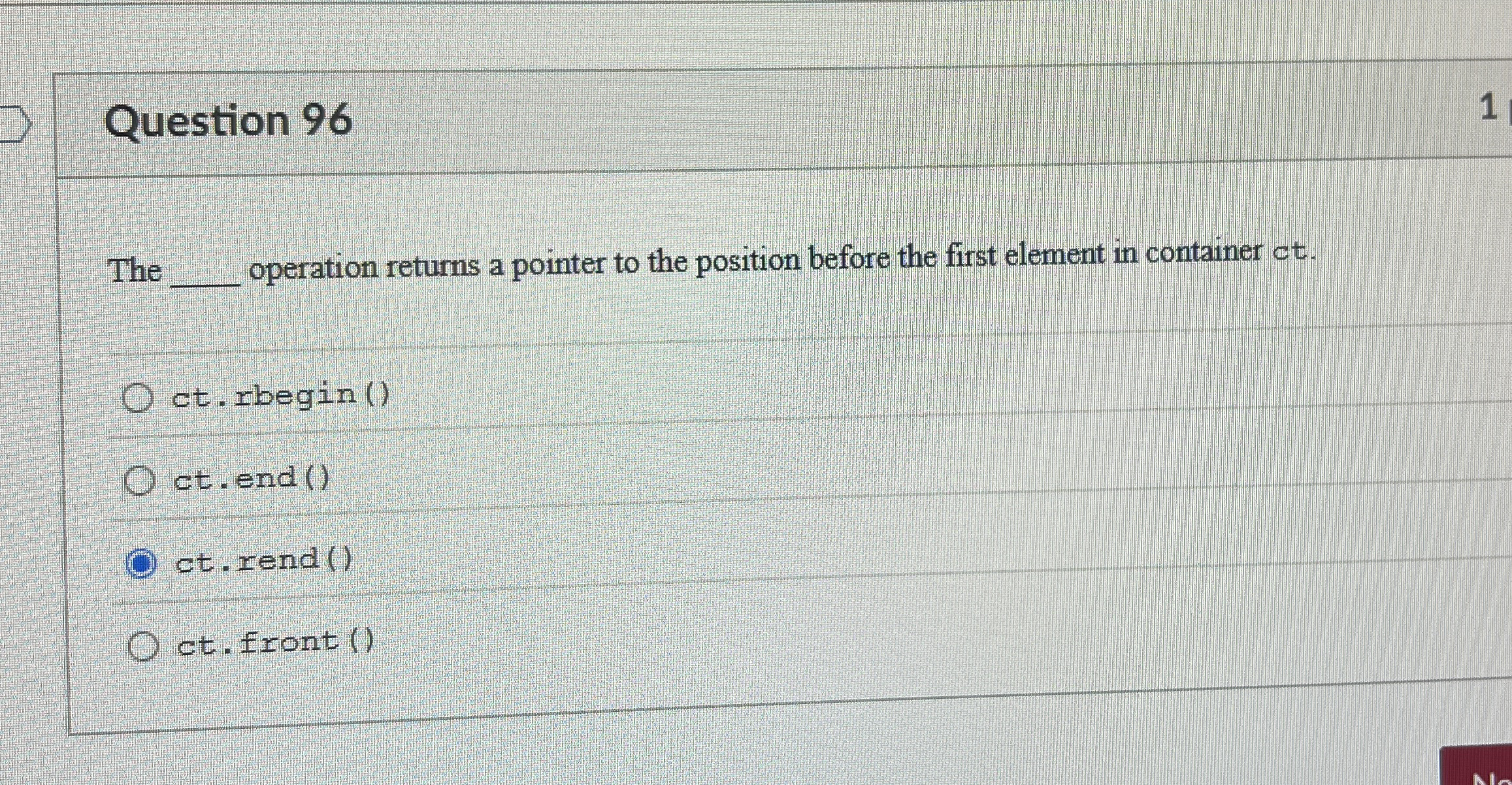 Question 9 6 The q , operation returns a pointer