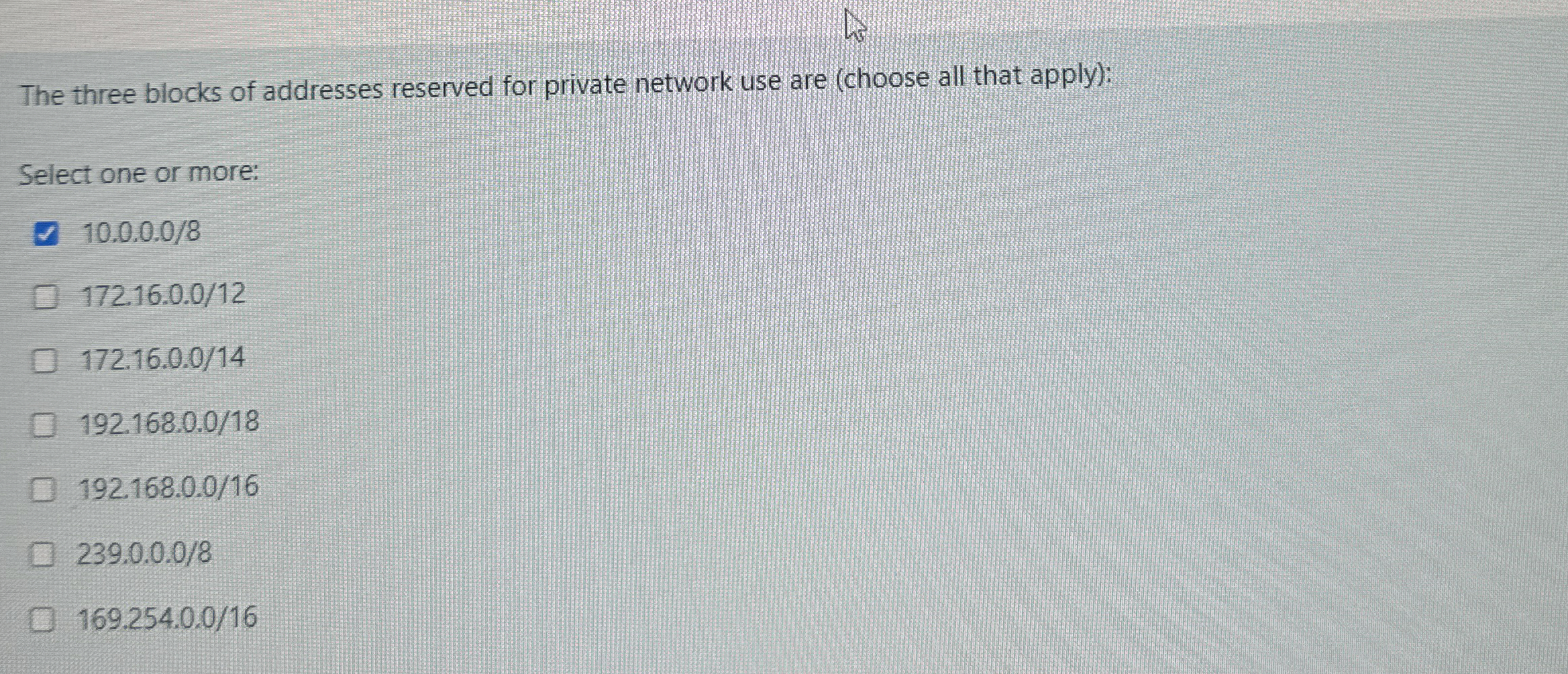 The three blocks of addresses reserved for