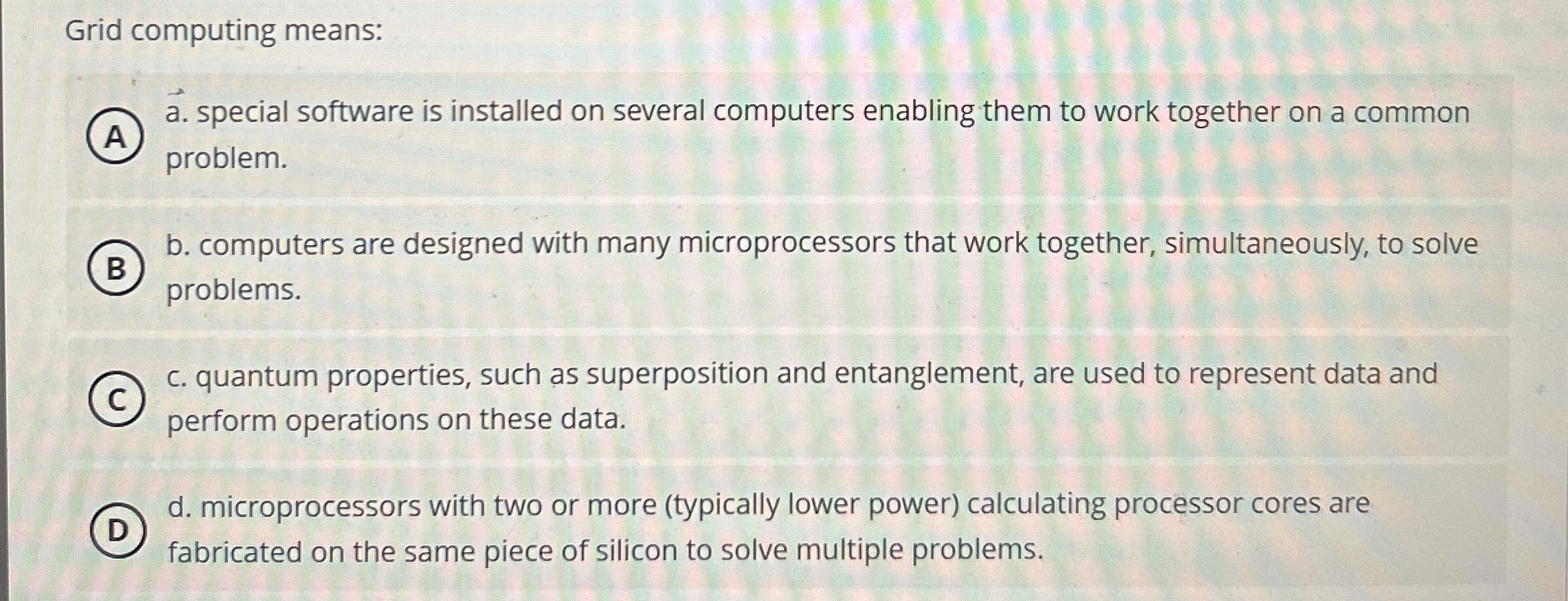 Grid computing means: vec ( a ) . special