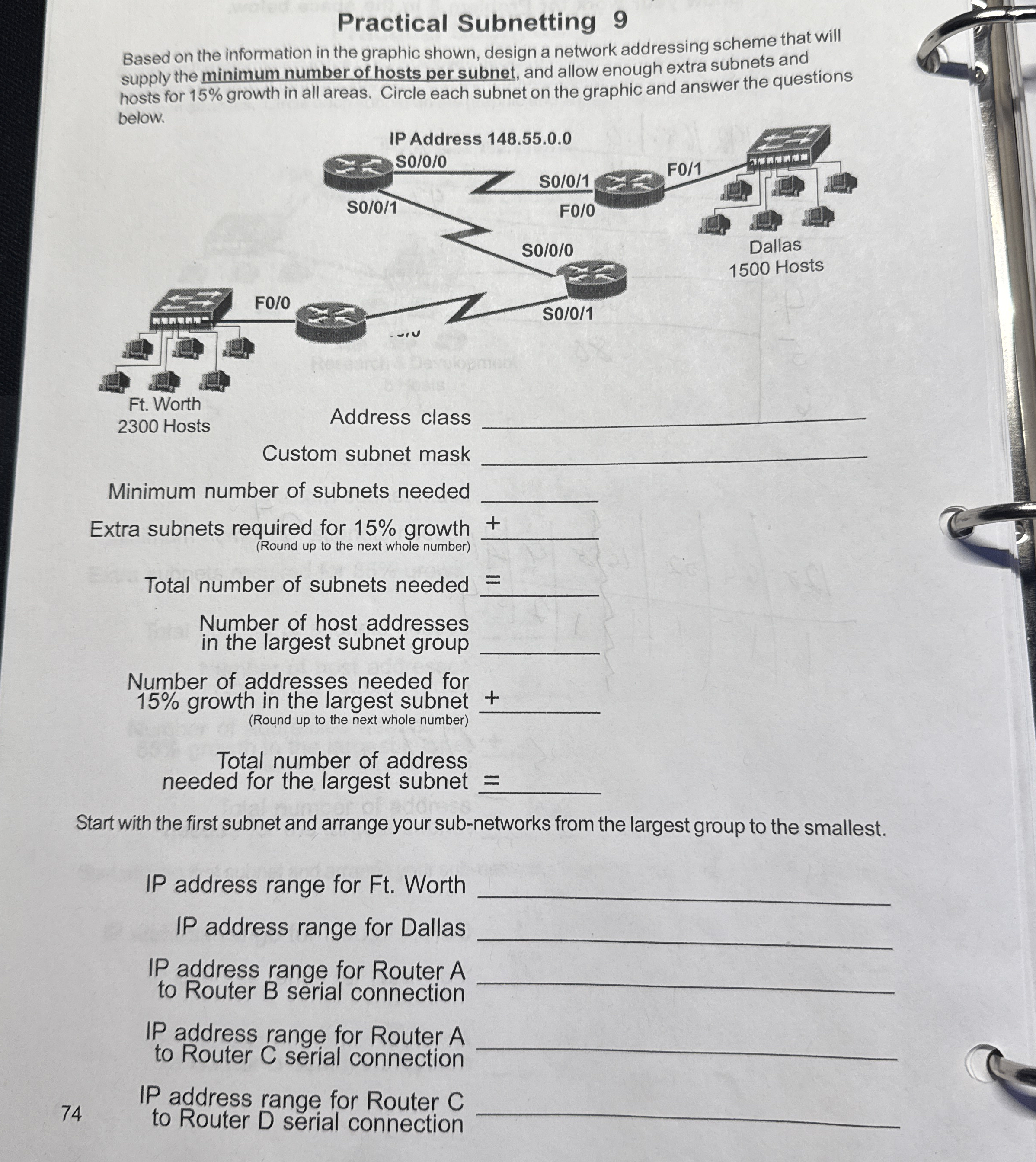 Practical Subnetting 9 Based on the information