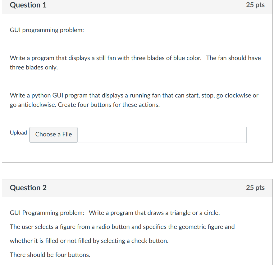 Question 1 GUI programming problem: Write a