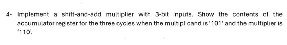 4 - Implement a shift - and - add multiplier with