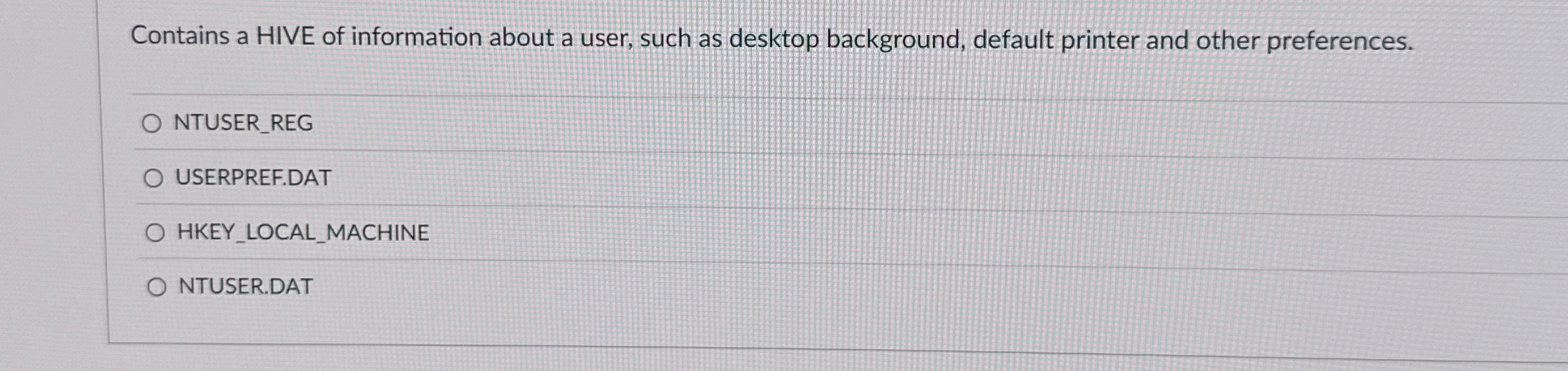 Contains a HIVE of information about a user, such