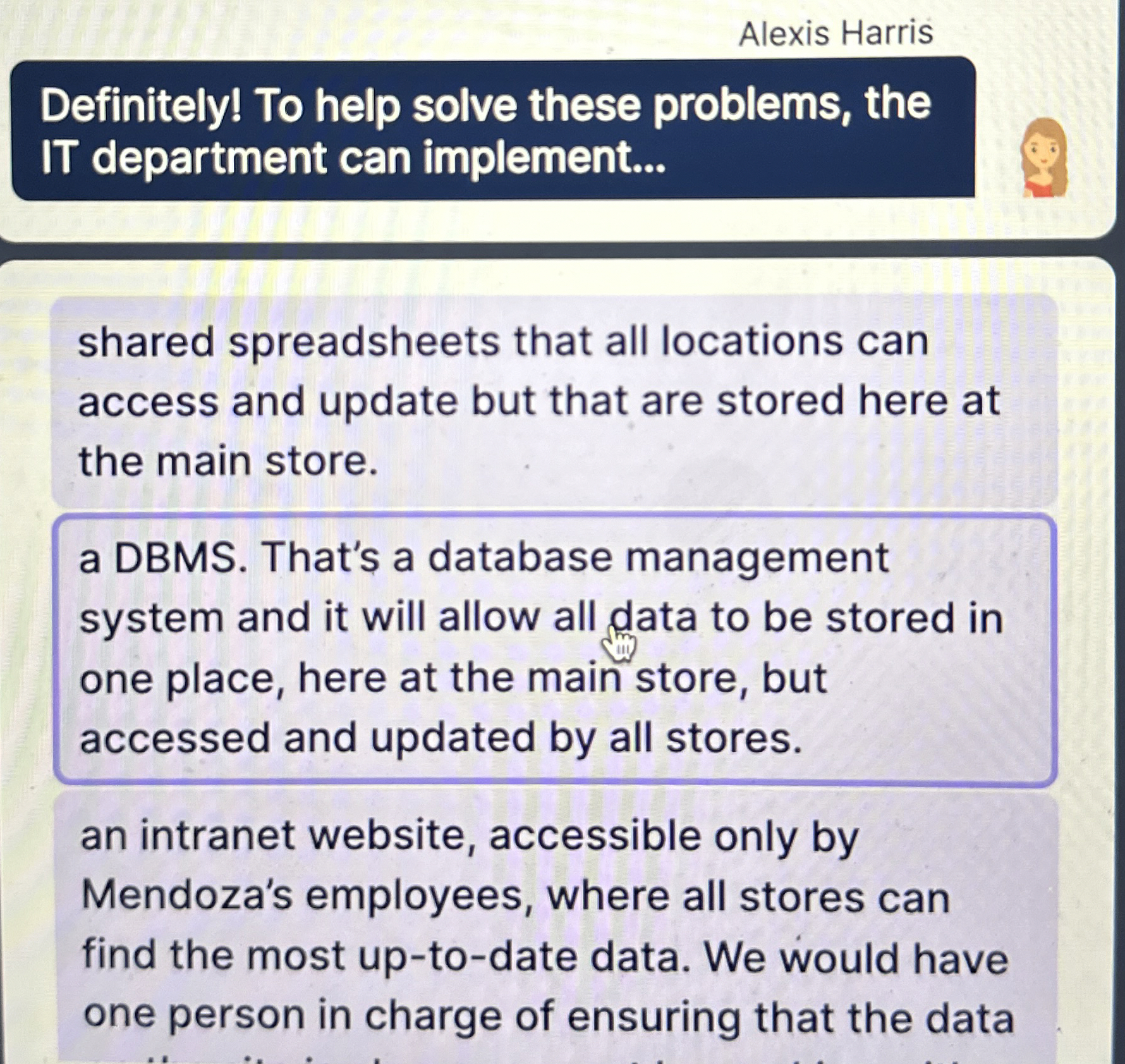 shared spreadsheets that all locations can access