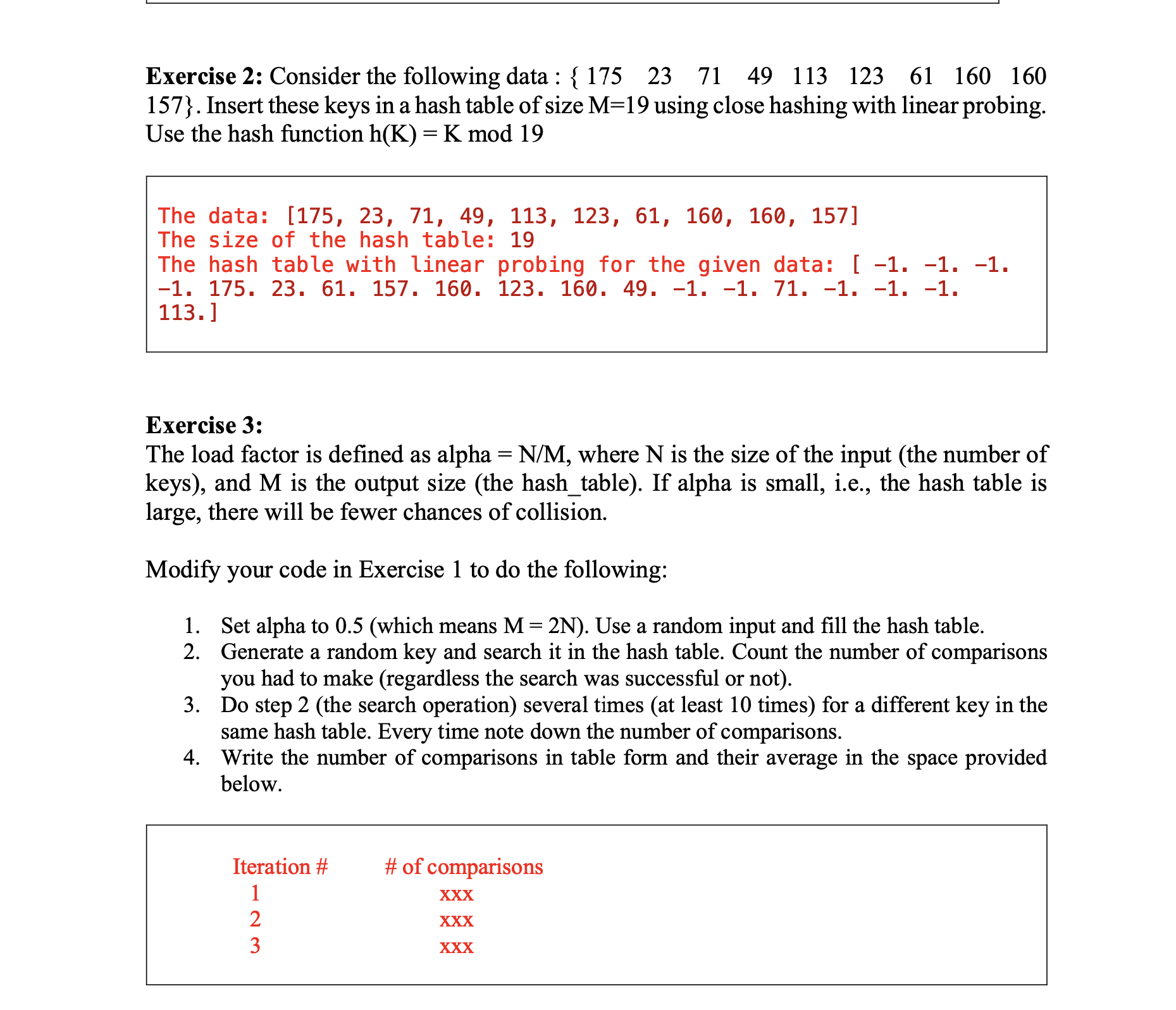Exercise 2 : Consider the following data : \ ( \