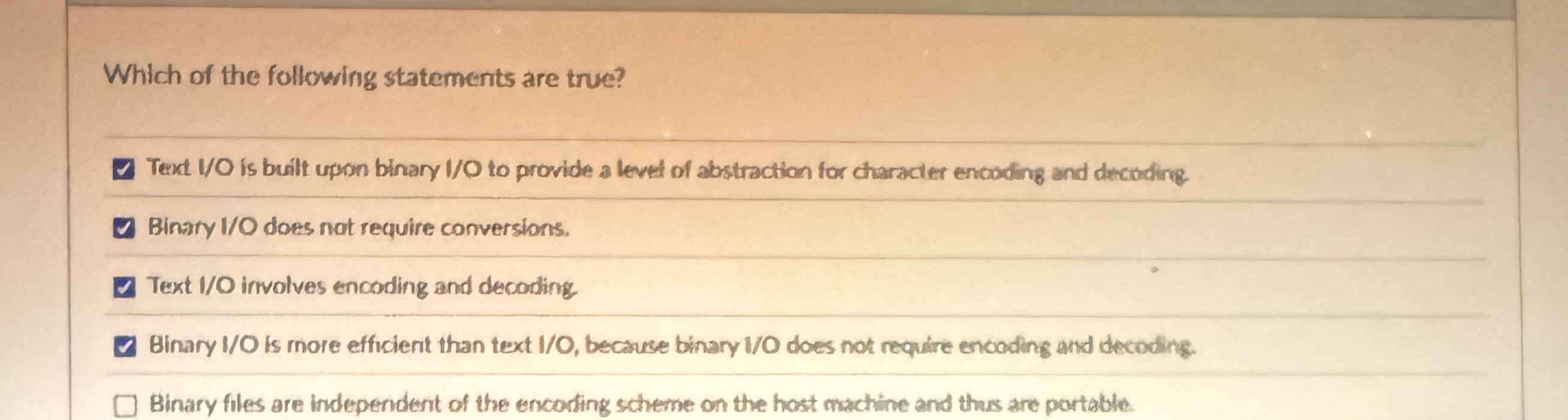 Which of the following statements are true? Text