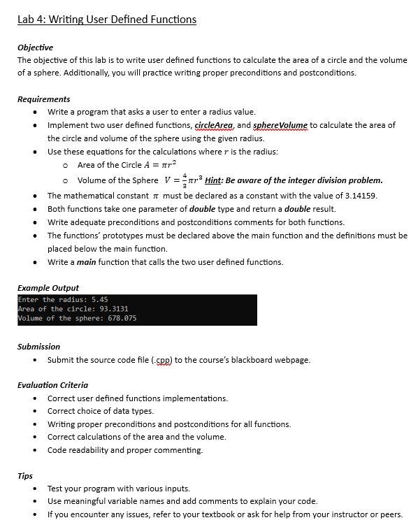 Lab 4 : Writing User Defined Functions Objective