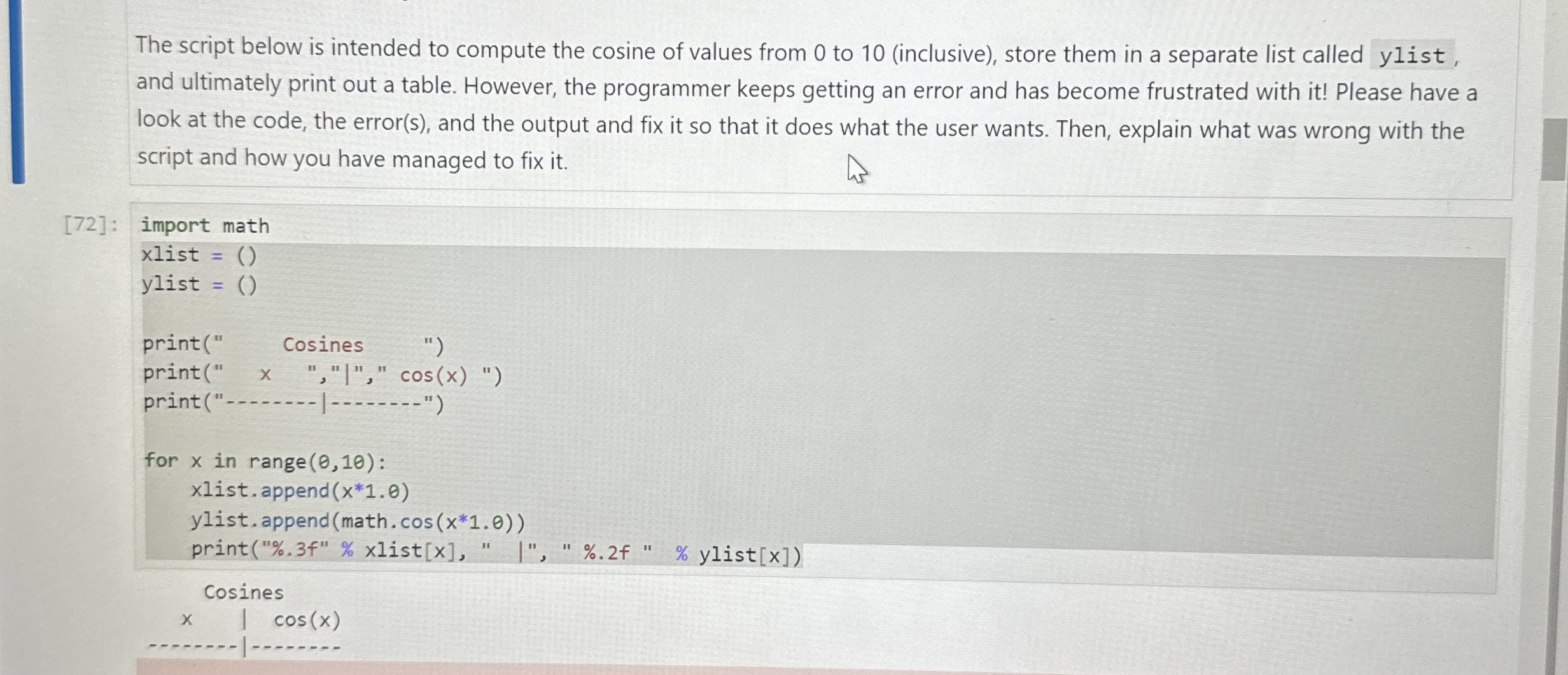 The script below is intended to compute the