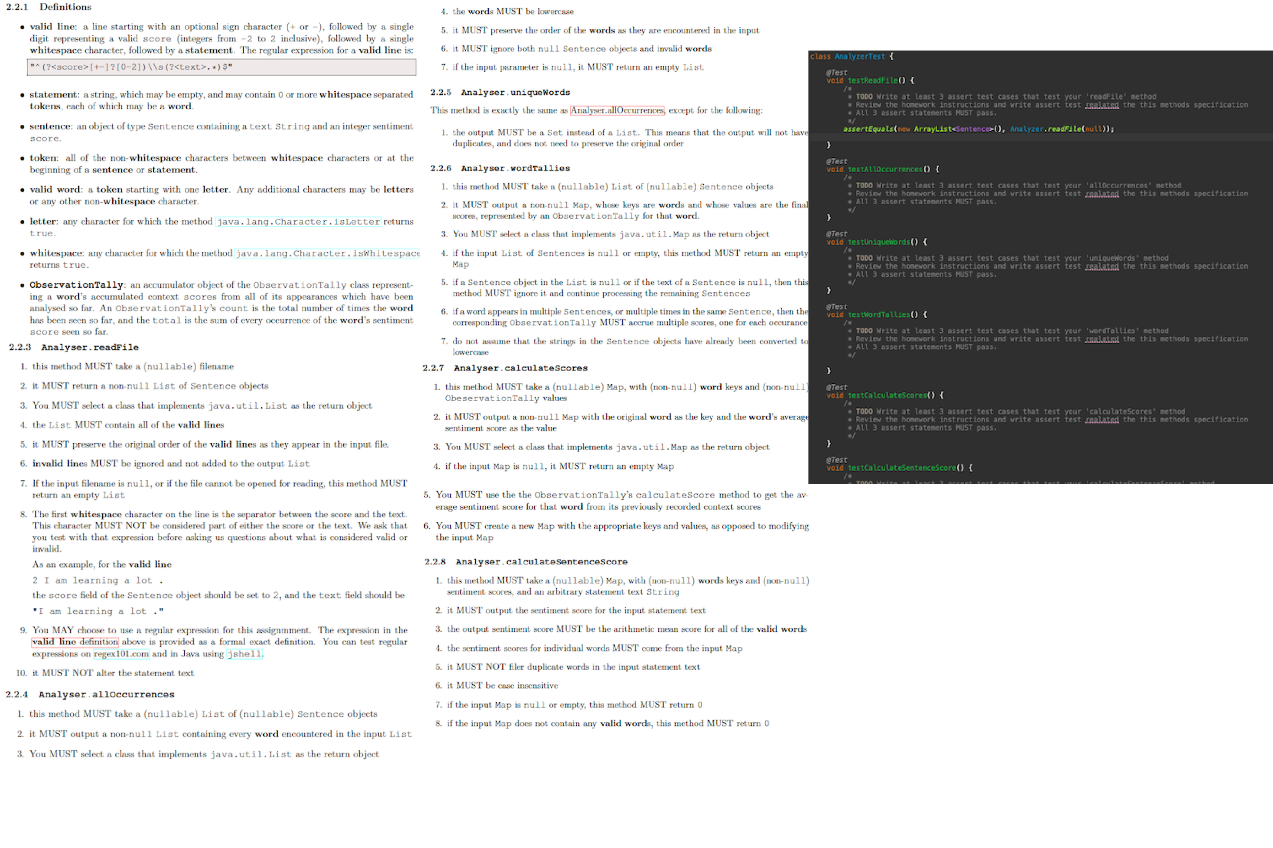 Please implement Analyzer.wordTallies,