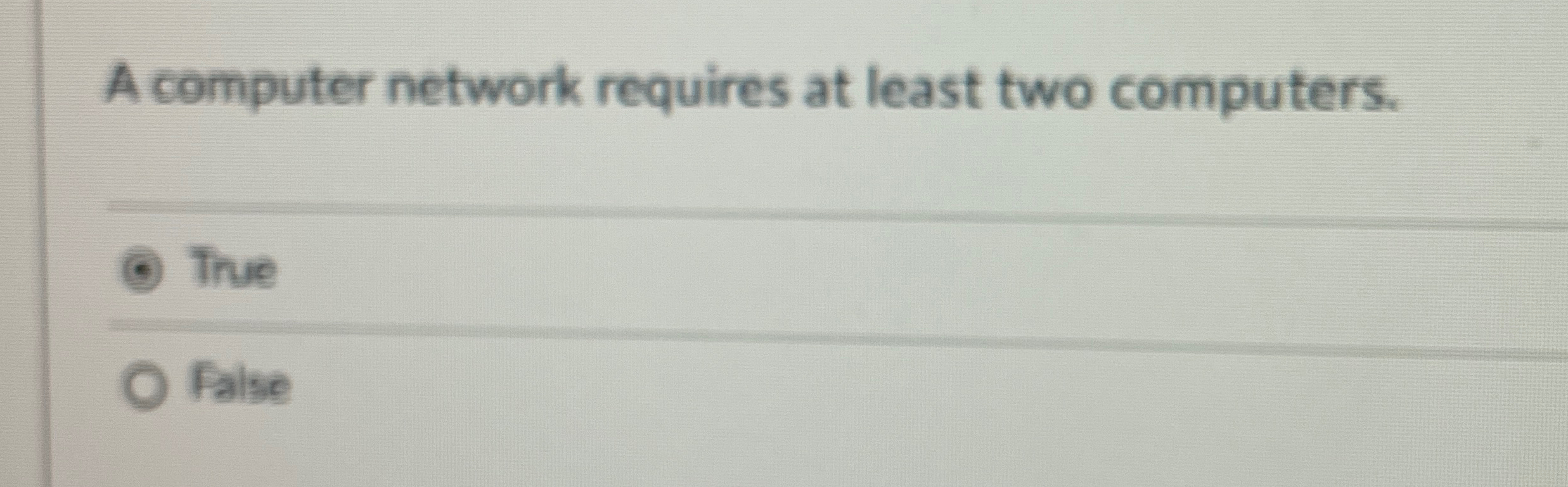 A computer network requires at least two