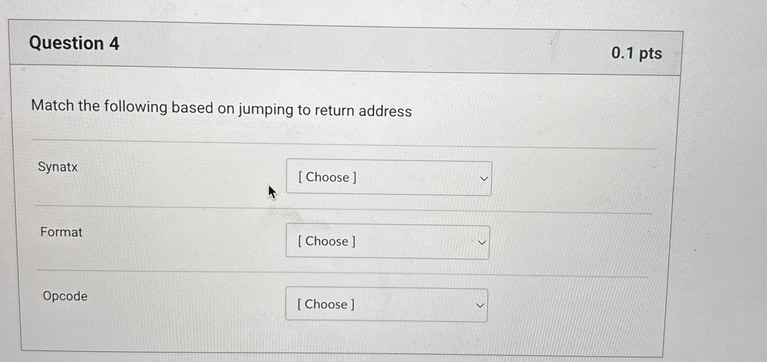 Question 4 Match the following based on jumping