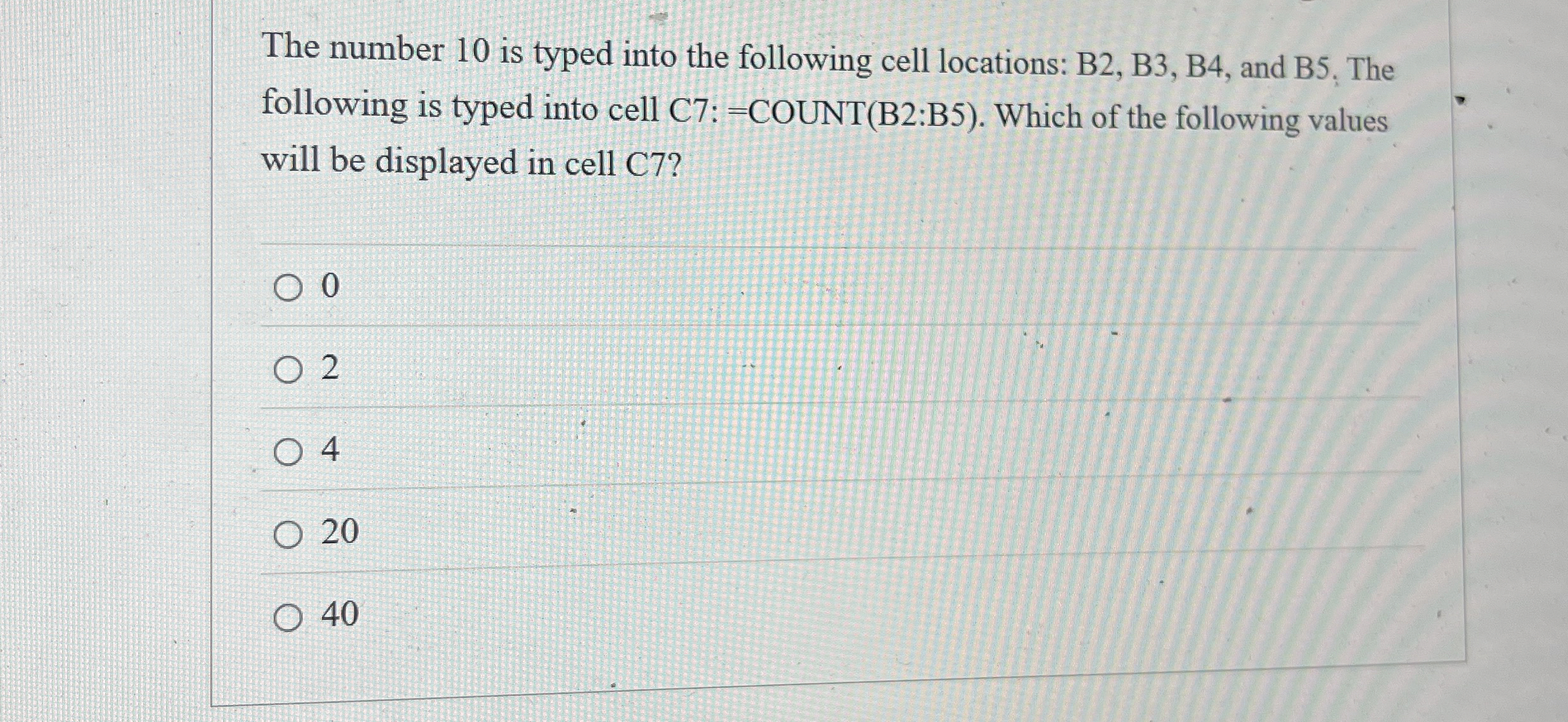 The number 1 0 is typed into the following cell