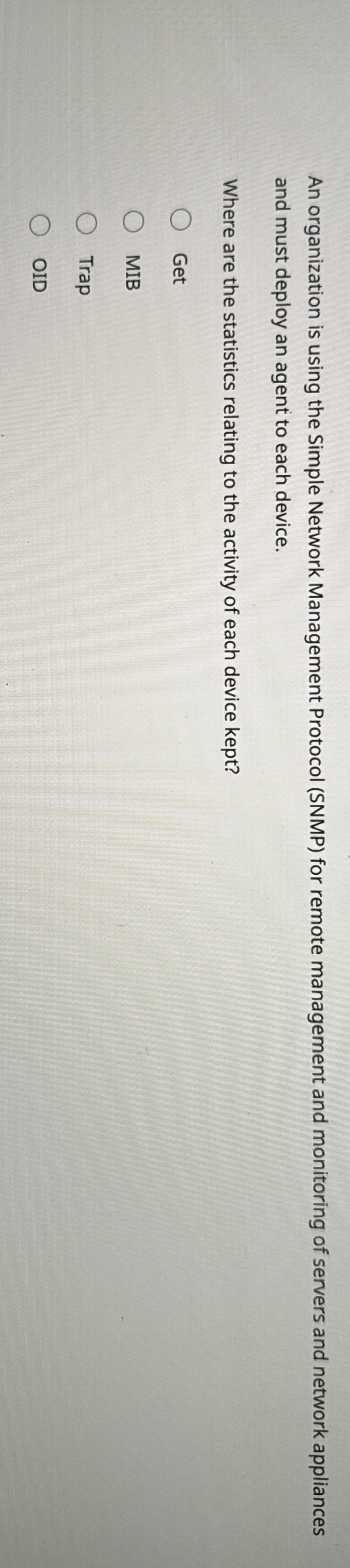 An organization is using the Simple Network