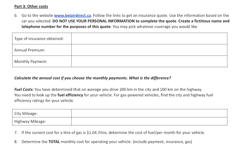 Part 2: Buying Vs. Leasing 2. Explain the
