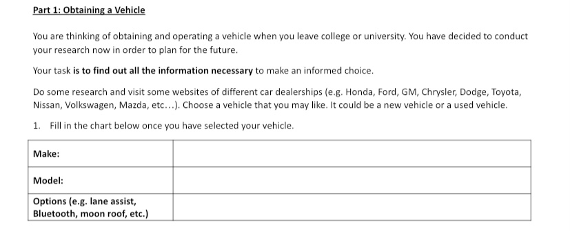 Part 2: Buying Vs. Leasing 2. Explain the