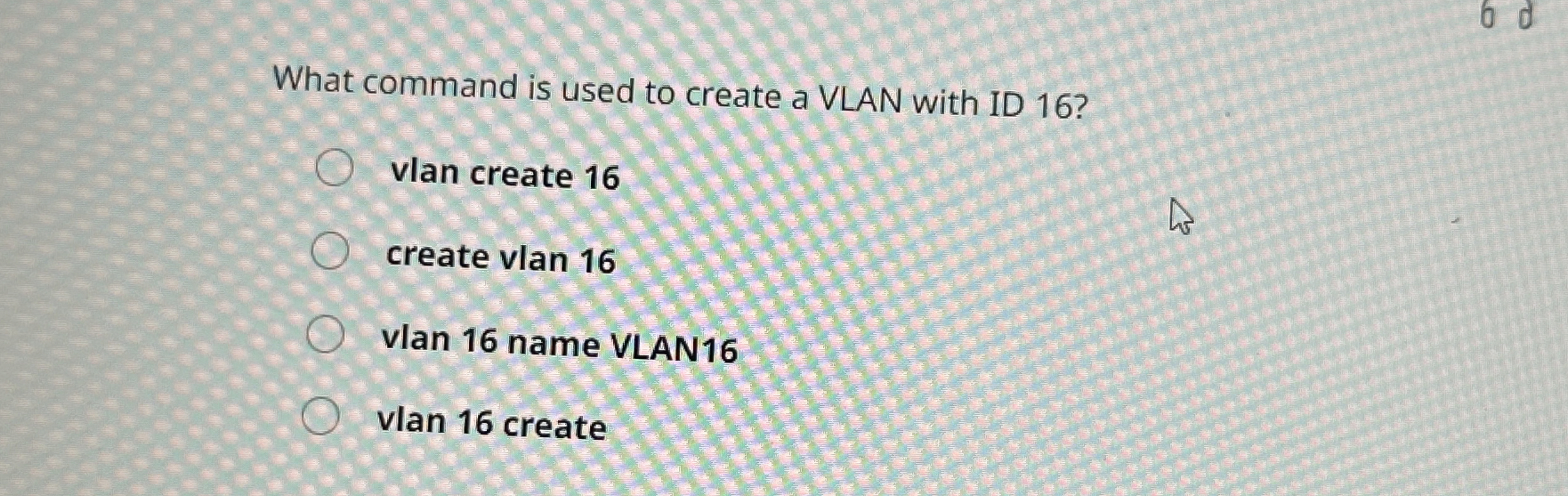 What command is used to create a VLAN with ID 1 6