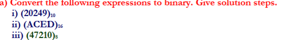 b ) Convert the following expressions to decimal.