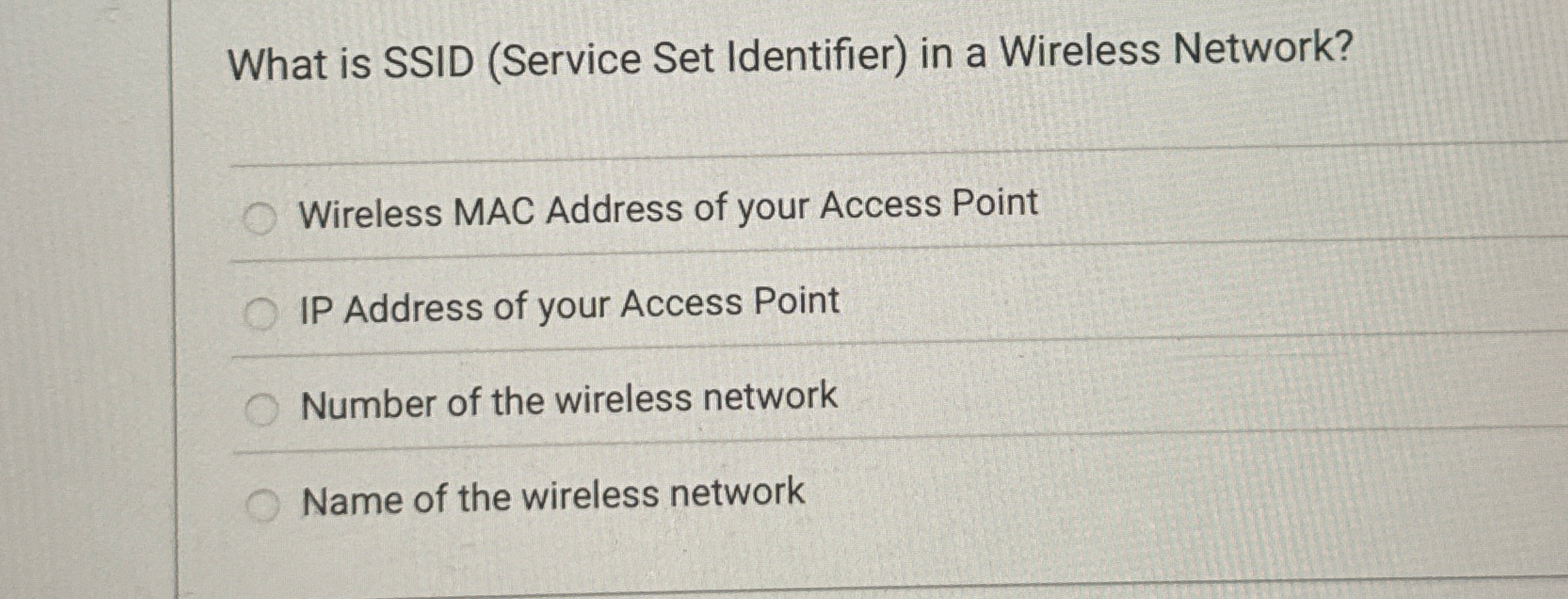 What is SSID ( Service Set Identifier ) in a