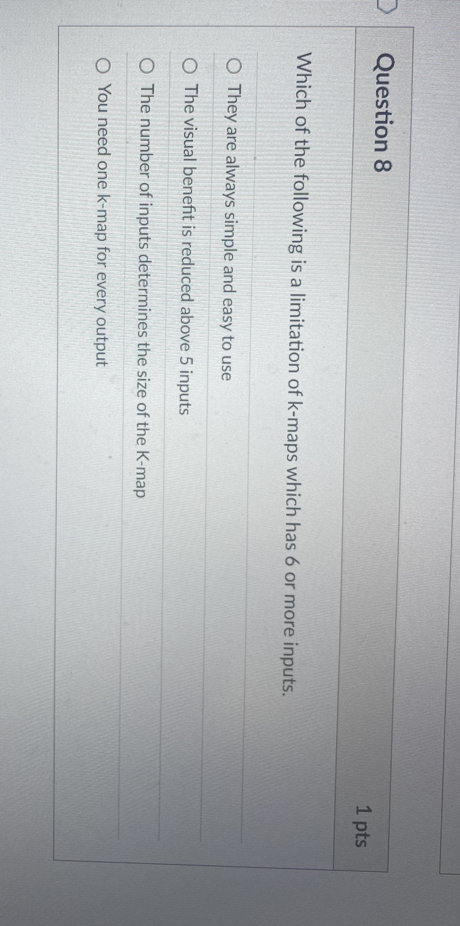 Question 8 Which of the following is a limitation