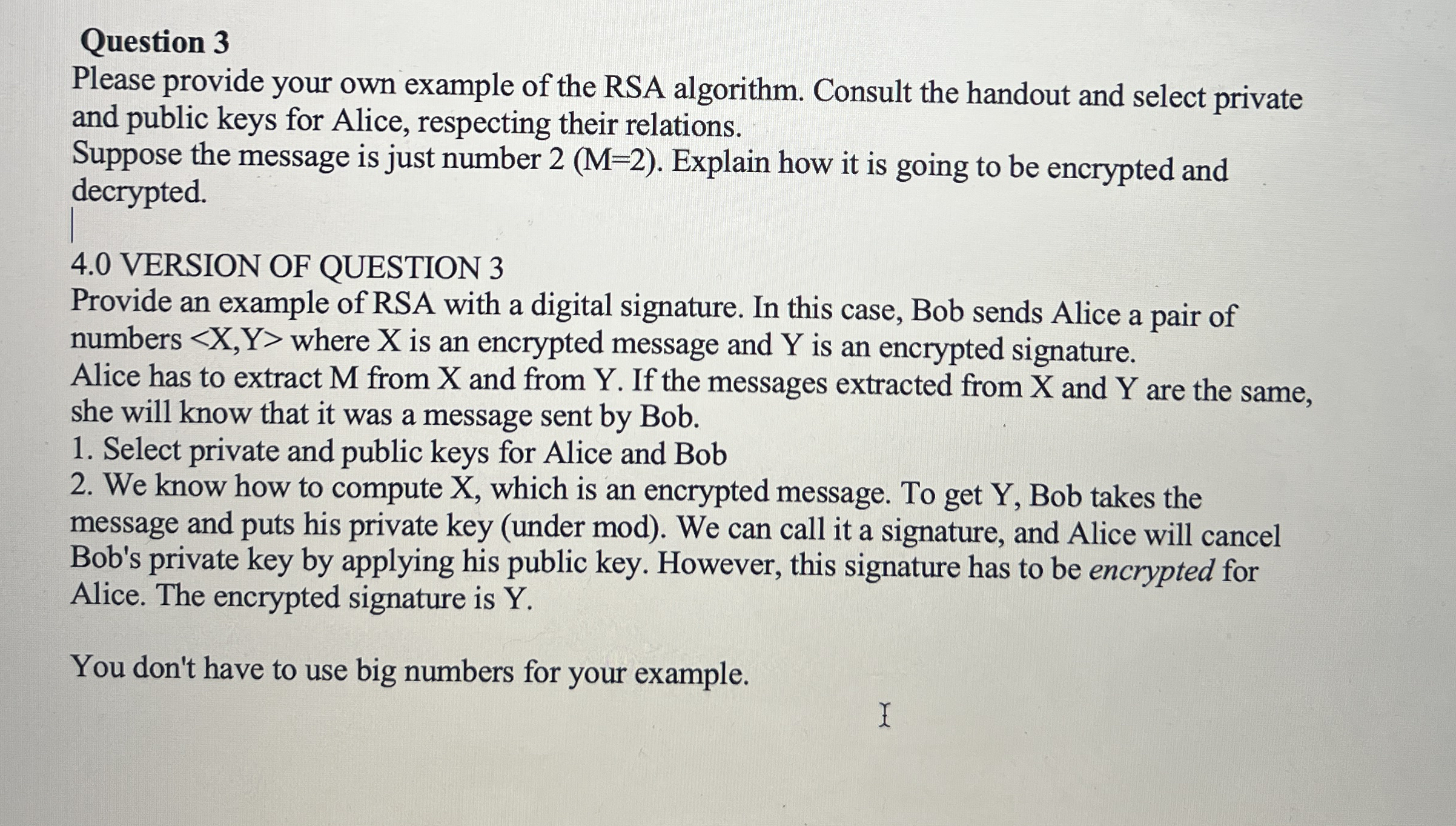 Question 3 Please provide your own example of the