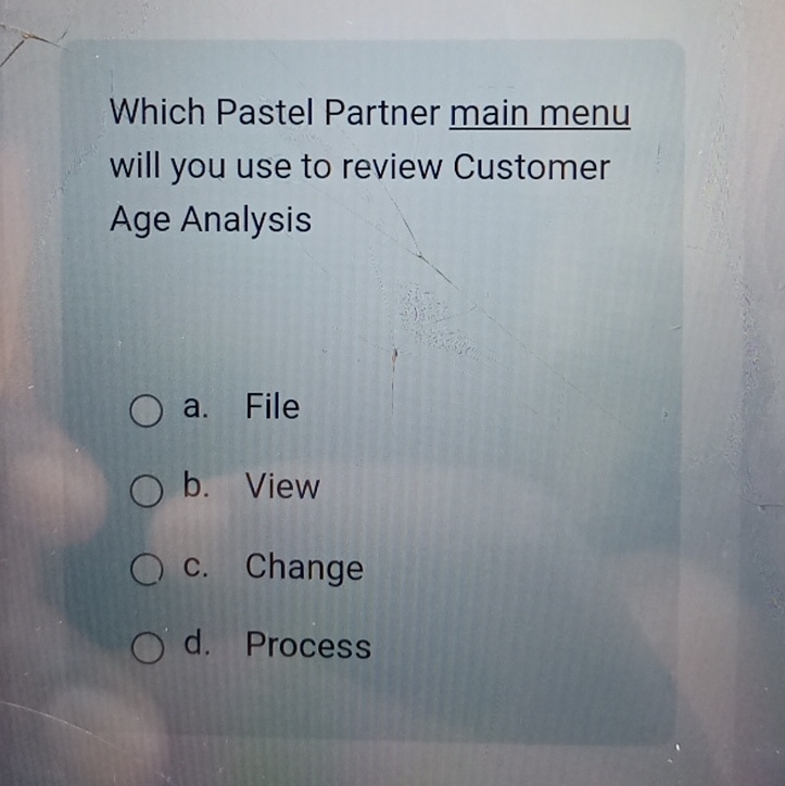 Which Pastel Partner main menu will you use to