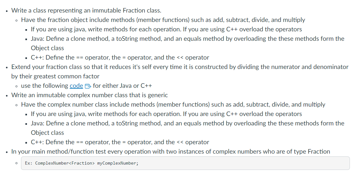 I need this done in C + + please: Write a class