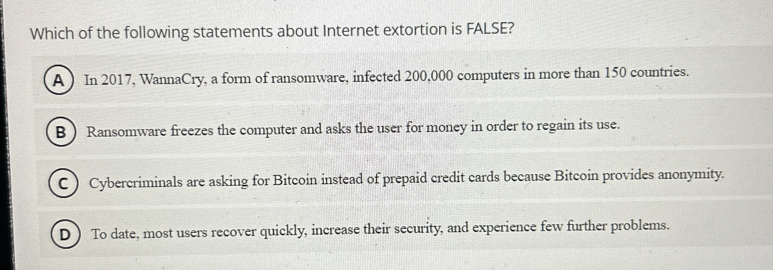 Which of the following statements about Internet