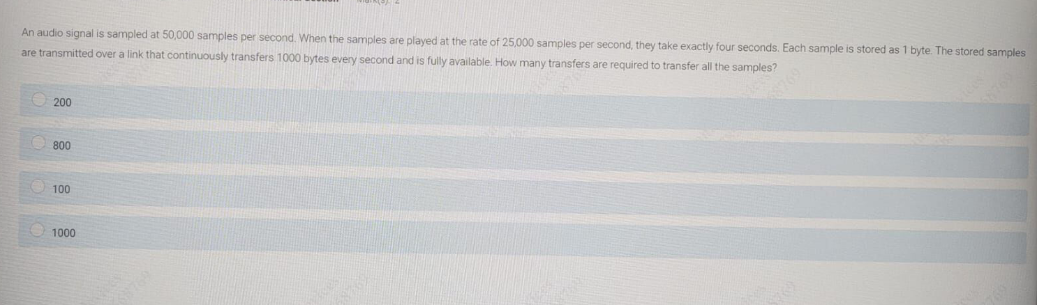An audio signal is sampled at 5 0 , 0 0 0 samples