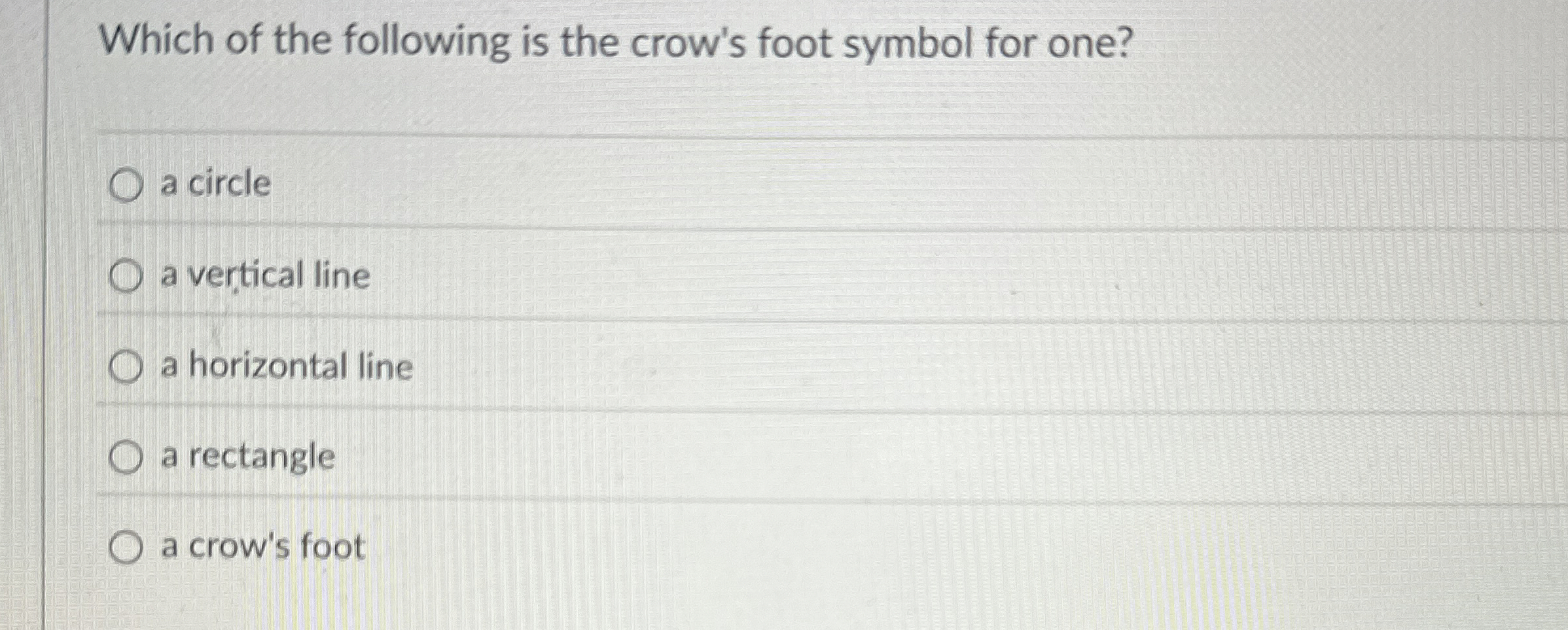 Which of the following is the crow's foot symbol