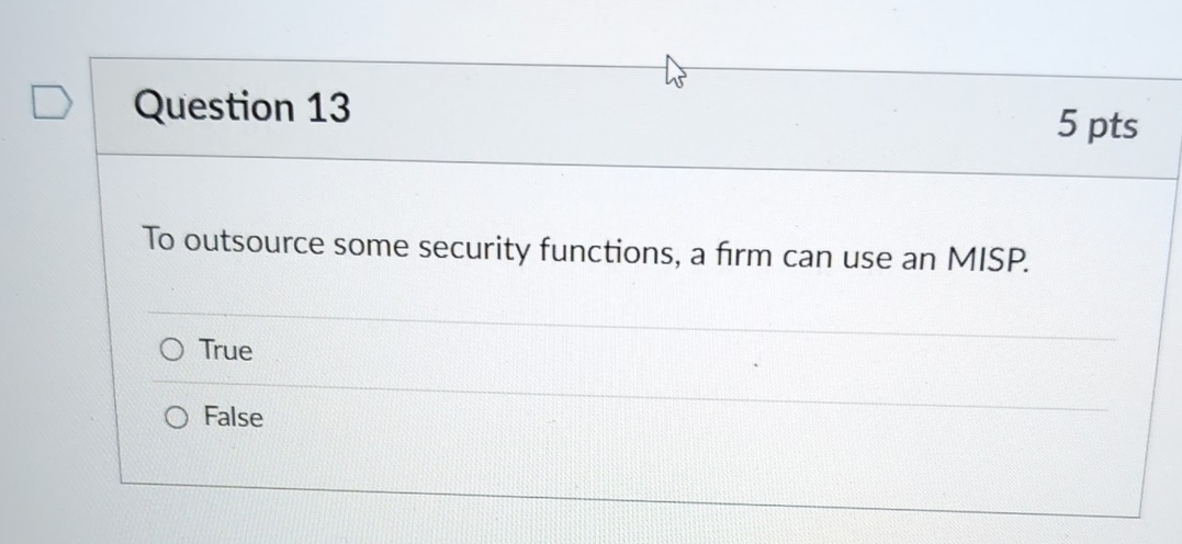 Question 1 3 To outsource some security