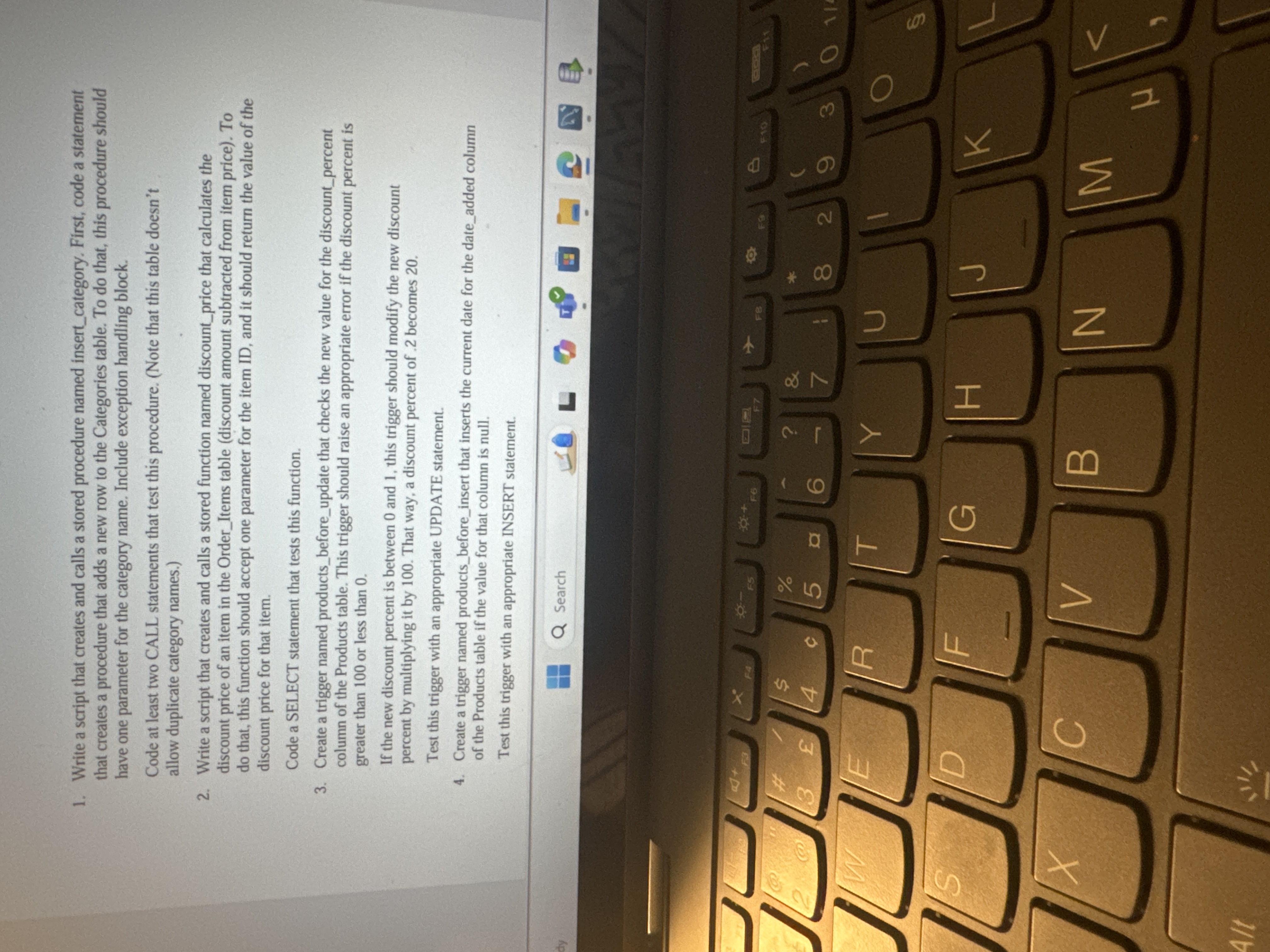 1 . Write a script that creates and calls a