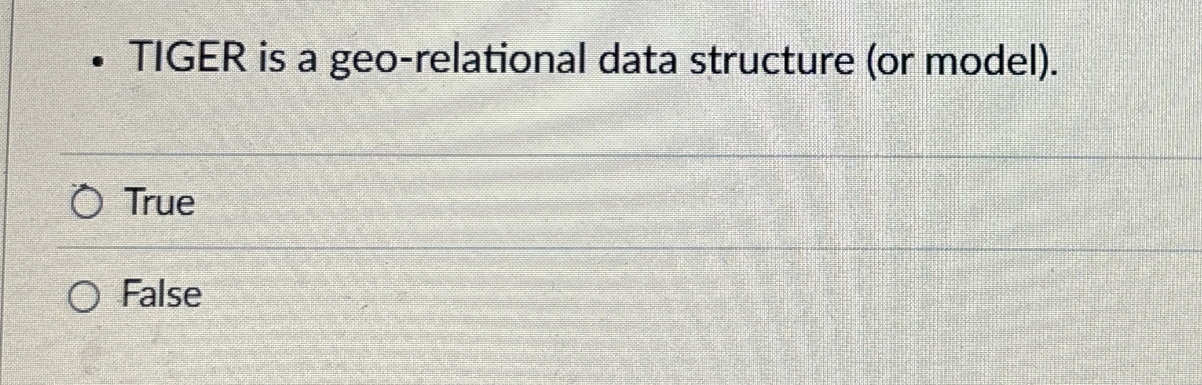 TIGER is a geo - relational data structure ( or