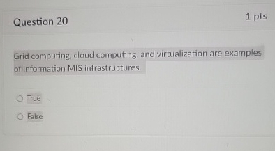 Question 2 0 Grid computing, cloud computing, and