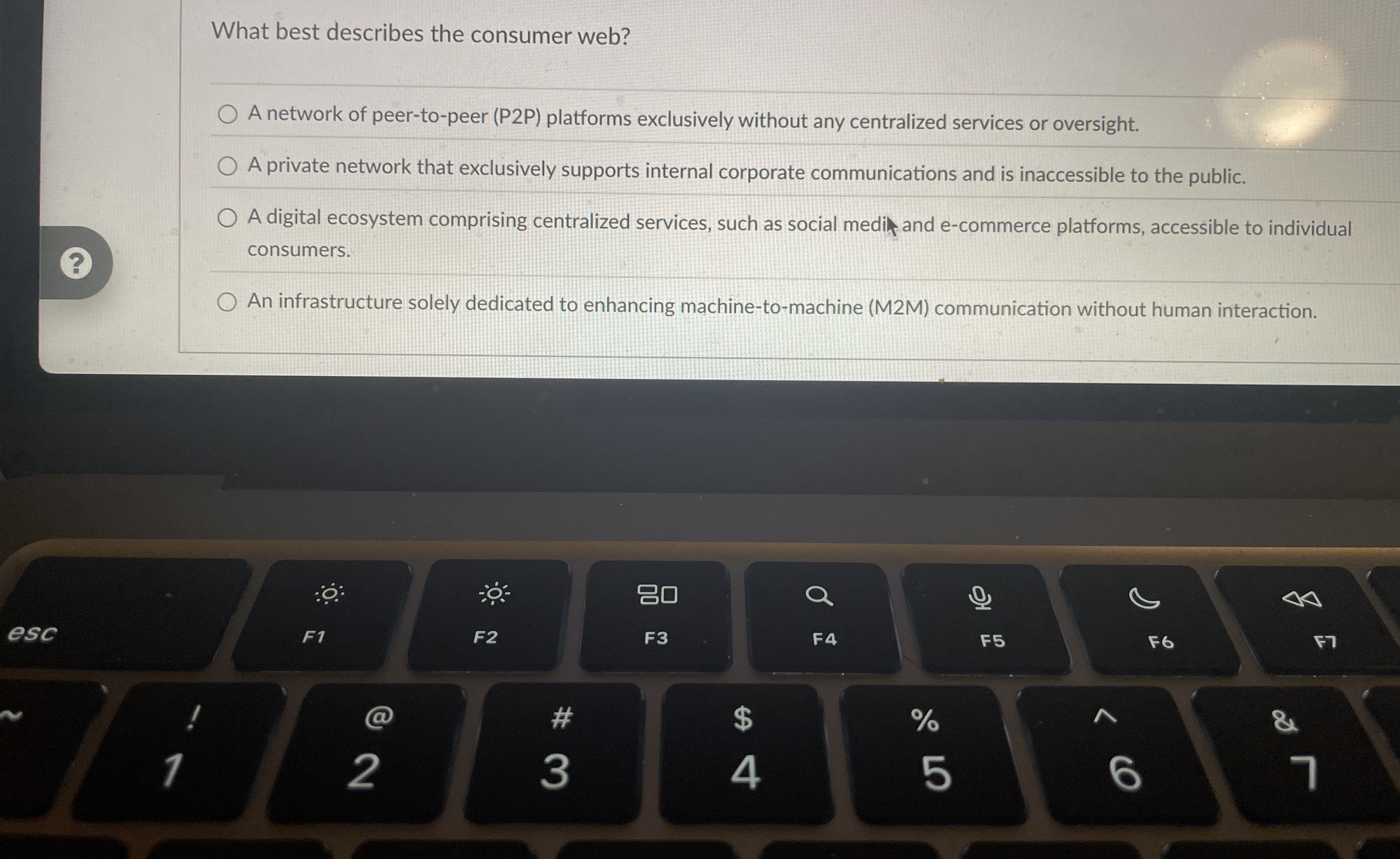 What best describes the consumer web? A network