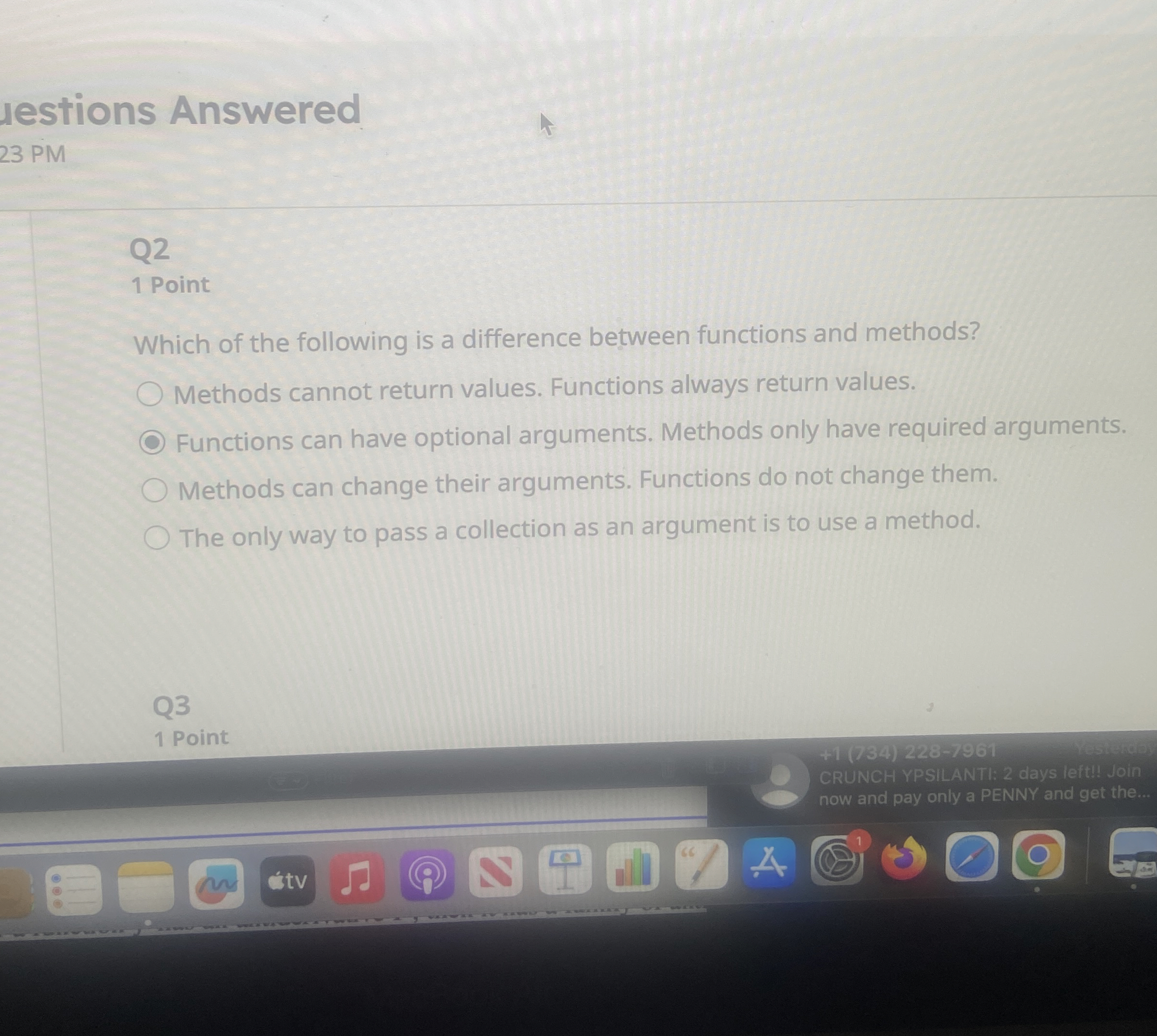 estions Answered Q 2 1 Point Which of the