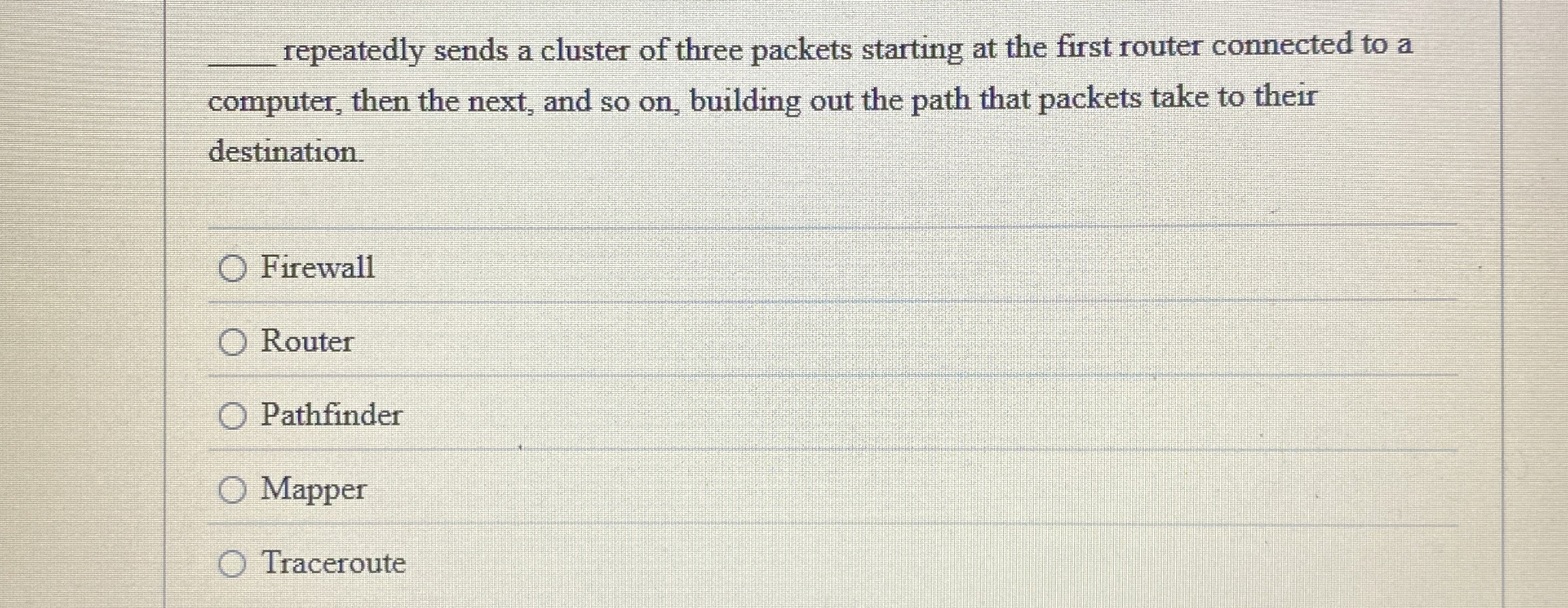 q , repeatedly sends a cluster of three packets