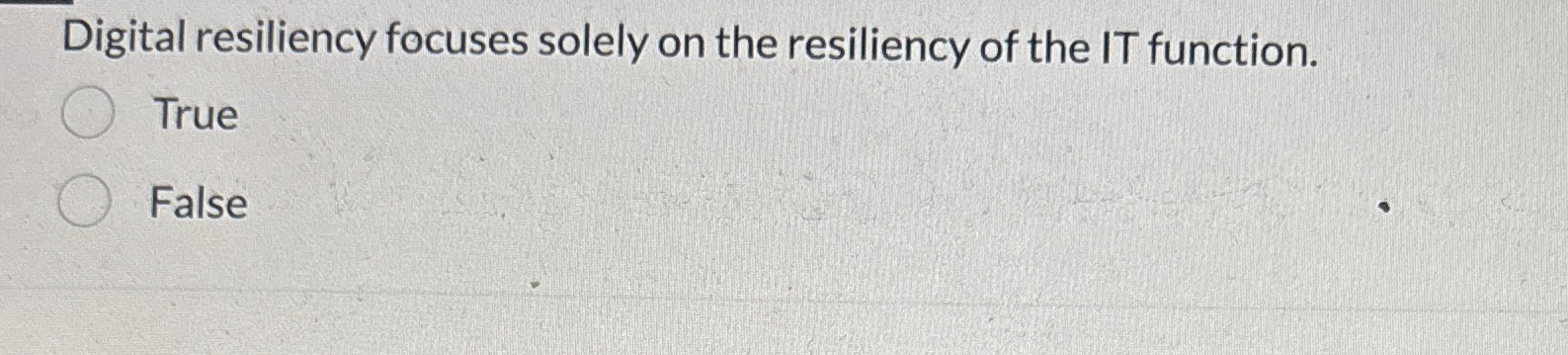 Digital resiliency focuses solely on the