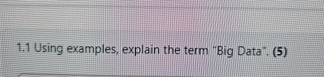 1 . 1 Using examples, explain the term "Big