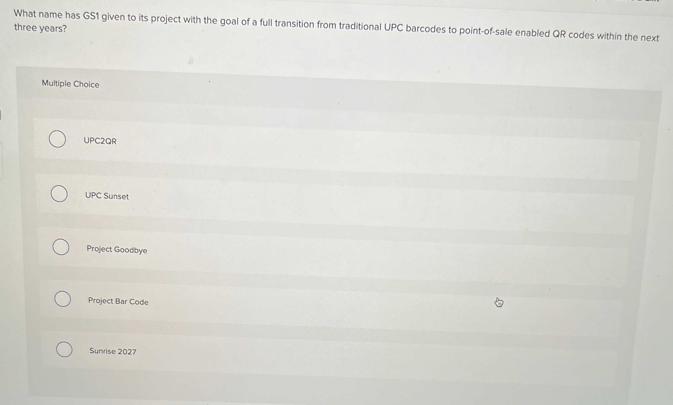 What name has GS 1 given to its project with the